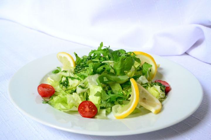 White Plate With Fresh Green Salad