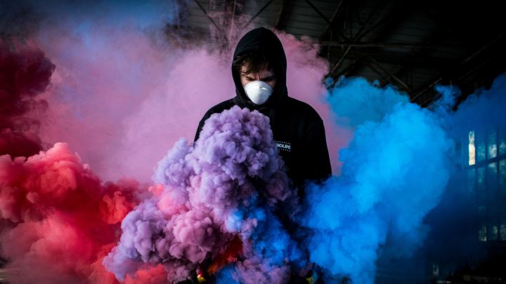 Colorful Smoke With Mask
